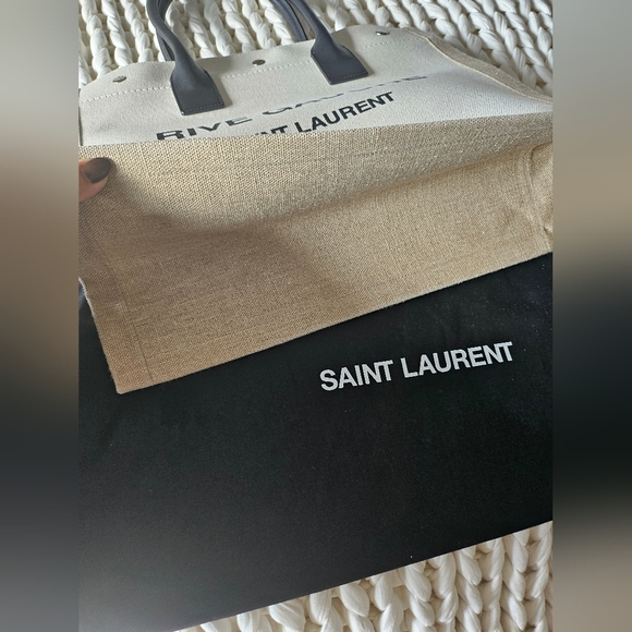 RIVE GAUCHE TOTE IN CANVAS WHITE LINEN SMALL - Picture 8 of 9